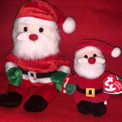 Ty SANTA  8” Beanie Baby, And Santa Jingle Babies  4” With Tag/tash Collection 