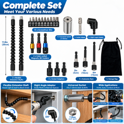 Wholesale Avaialable(PM) | Flexible Drill Bit Extension Set with Hex Socket Adapter