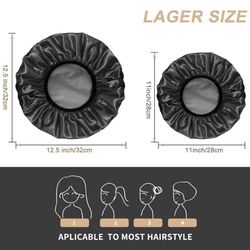 Shower Cap, Extra Large Shower Cap for Men, Satin EVA Double Layer Waterproof Reusable Hair Cap for Women Long Hair(All Black 4 Pack)