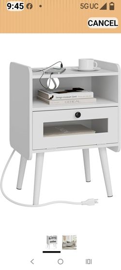 2 bedside tables with charging  station both end tables are assembled