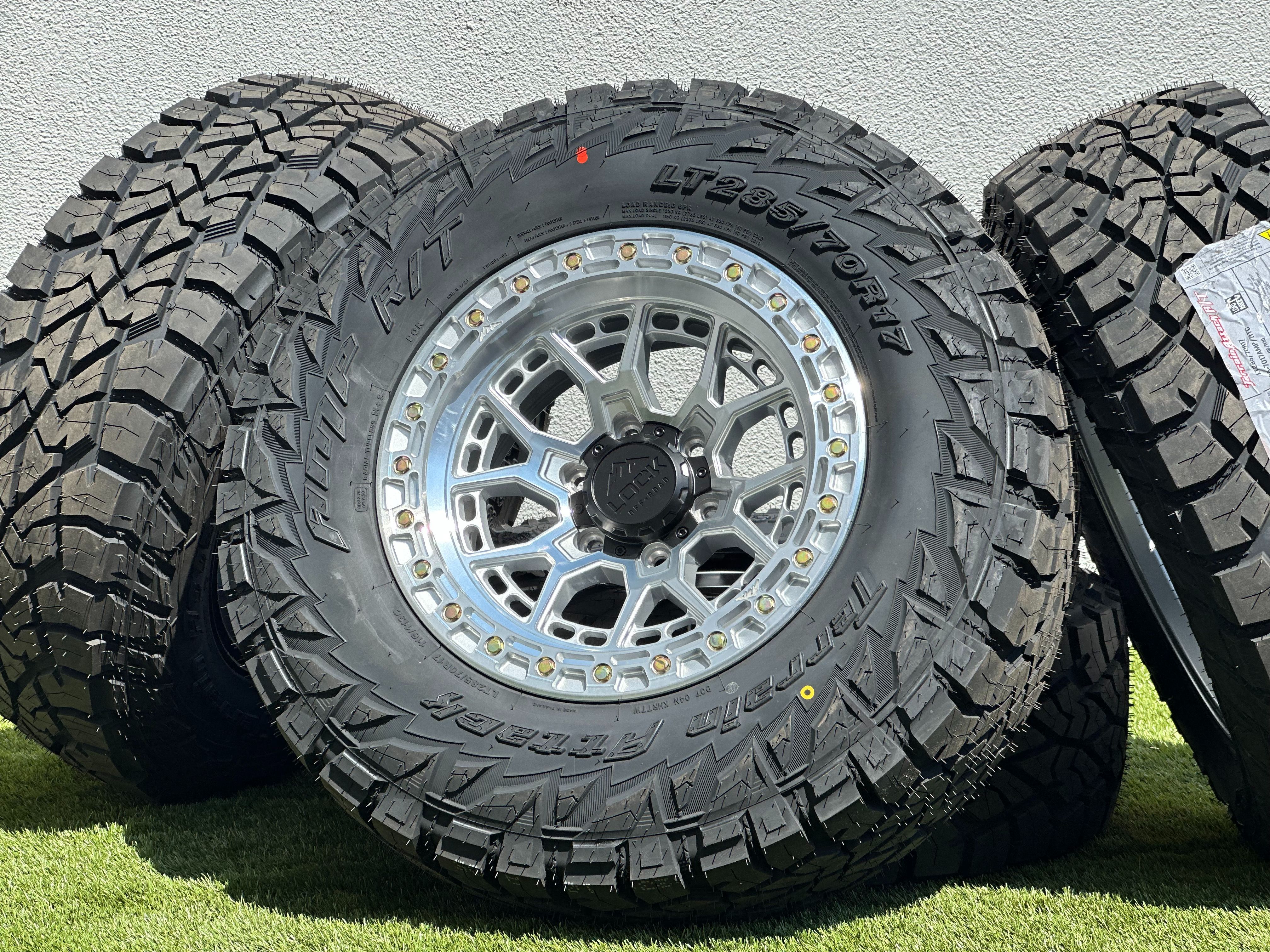 New 17” Lock Commando Rims Chevy Silverado GMC Sierra Wheels 6x5.5 Toyota 4Runner Tires 285/70R17