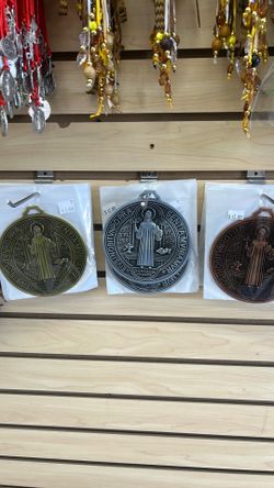 Set of 12 x  Large 5 Inch St Benedict Medal Wall Decor – Catholic Protection Cross for Home Door, Vintage Saint Benedict Religious Art(Silver)