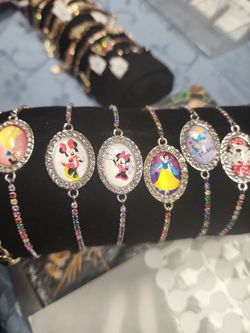 Rhodium Silver Plated Disney Bracelets 