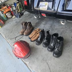 Shoes And Motorcycle Helmet 