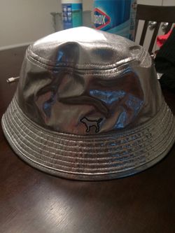 Pink Vs Metallic silver bucket hat