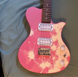 Pink Electric Guitar with Splatter Design