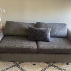 Basil Grey Brown Fabric 85" Queen Memory Foam Sleeper Sofa Bed | Track Arms