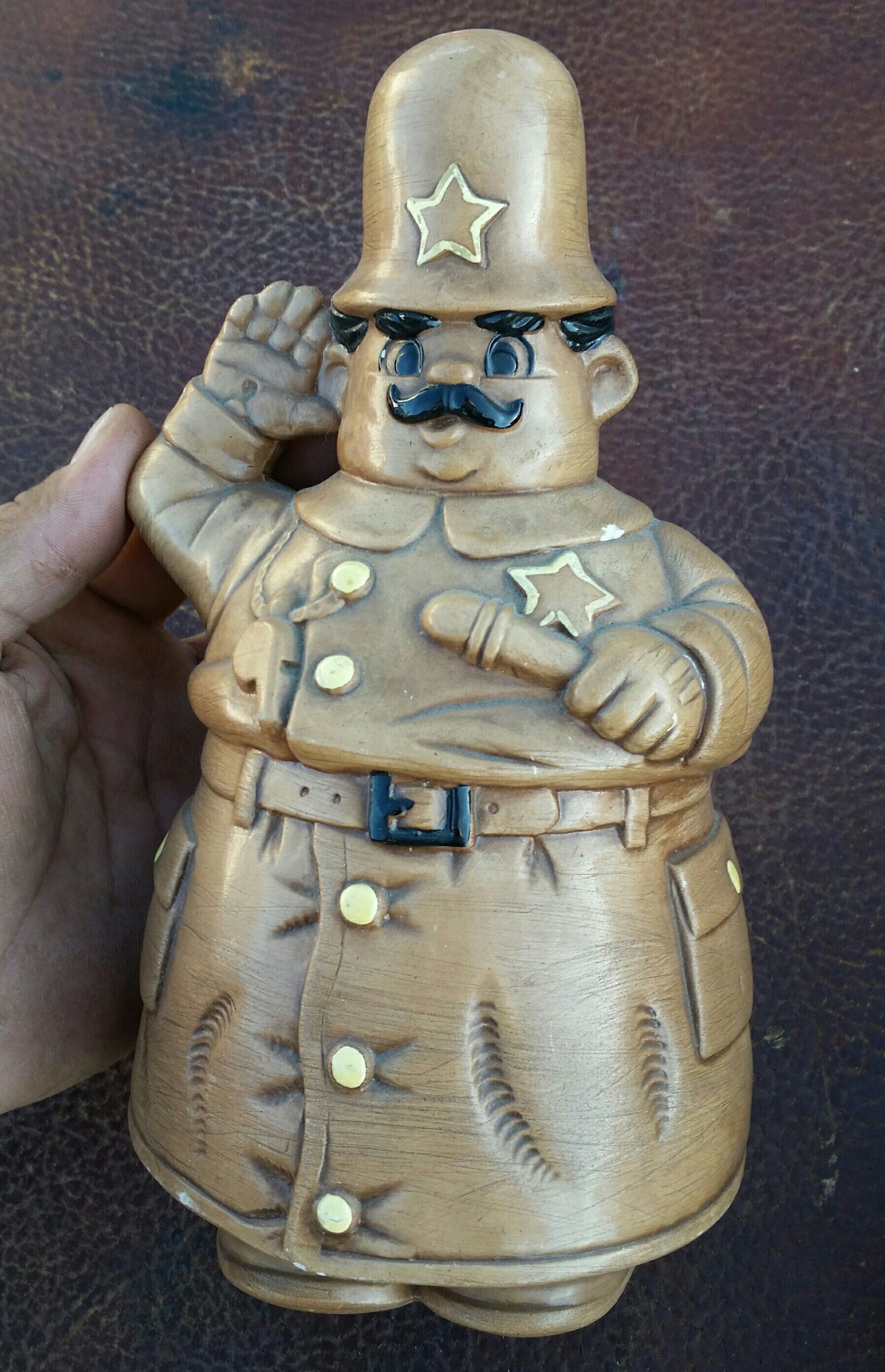 Antique Chalware Police Officer Piggy Bank