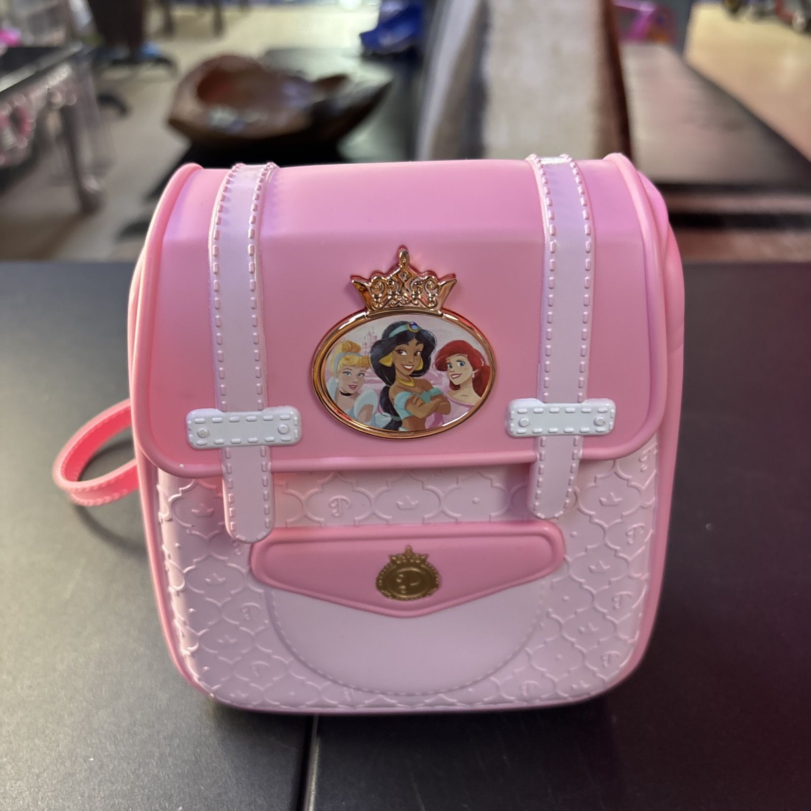 Disney Princess Pink Soft Plastic Backpack Toy Purse Jasmine Ariel Cinderella