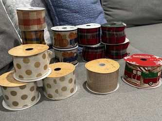 Lot of Decorative Wired & unwired Ribbon Spools