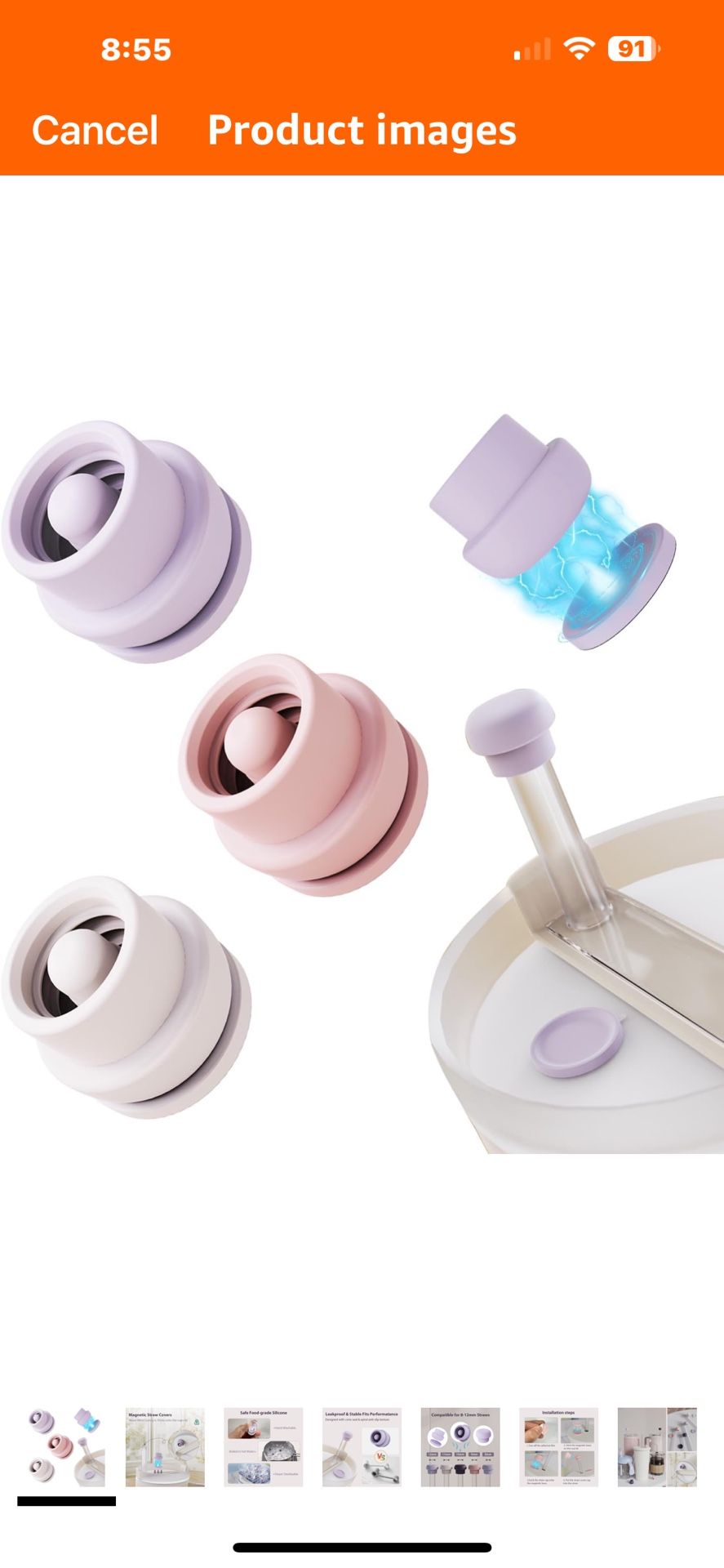 4 Pack Magnetic Straw Covers 