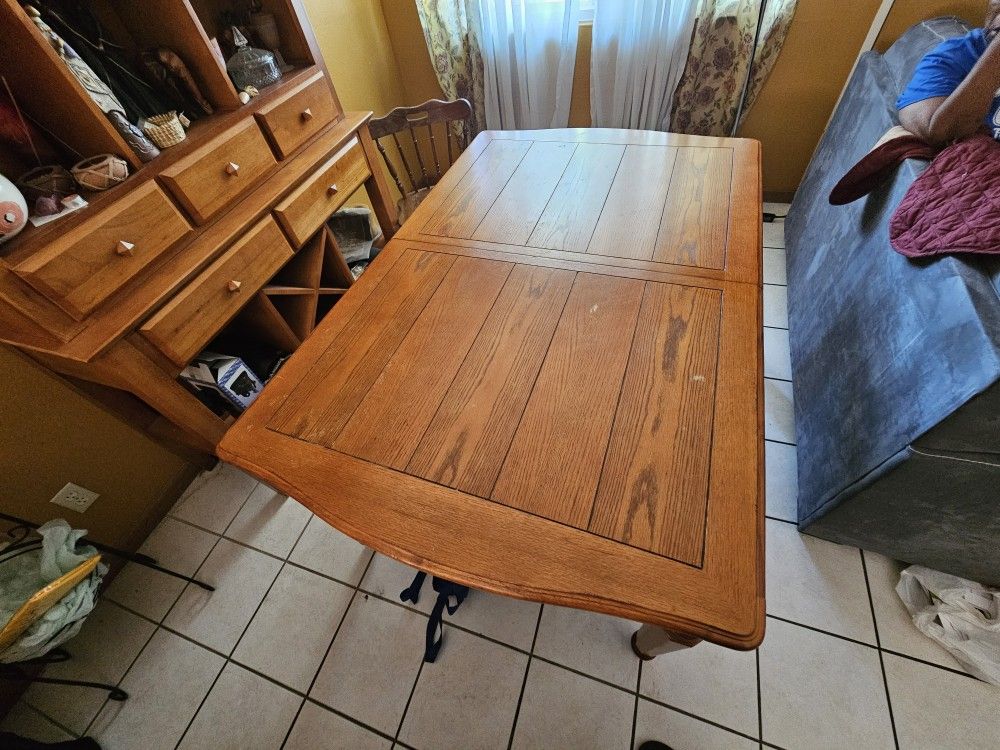 Big wooden dining room table.