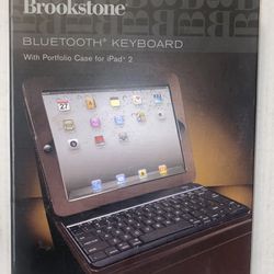 Brand New Brookstone Bluetooth IPad Keyboard W/Portfolio Case 