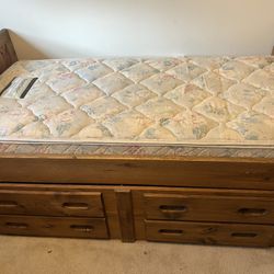Twin Bed With Mattress And 8 Drawers