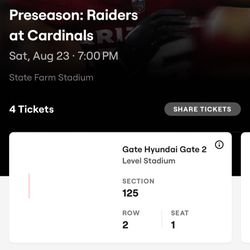 Raiders VS Cardinals Pre Season Game 8/23 @ 7pm