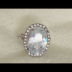 Pure 4.87 Oval Cut Aquamarine Surrounded With Brilliant White Sapphire 925 Sterling Silver Bridal Ring 