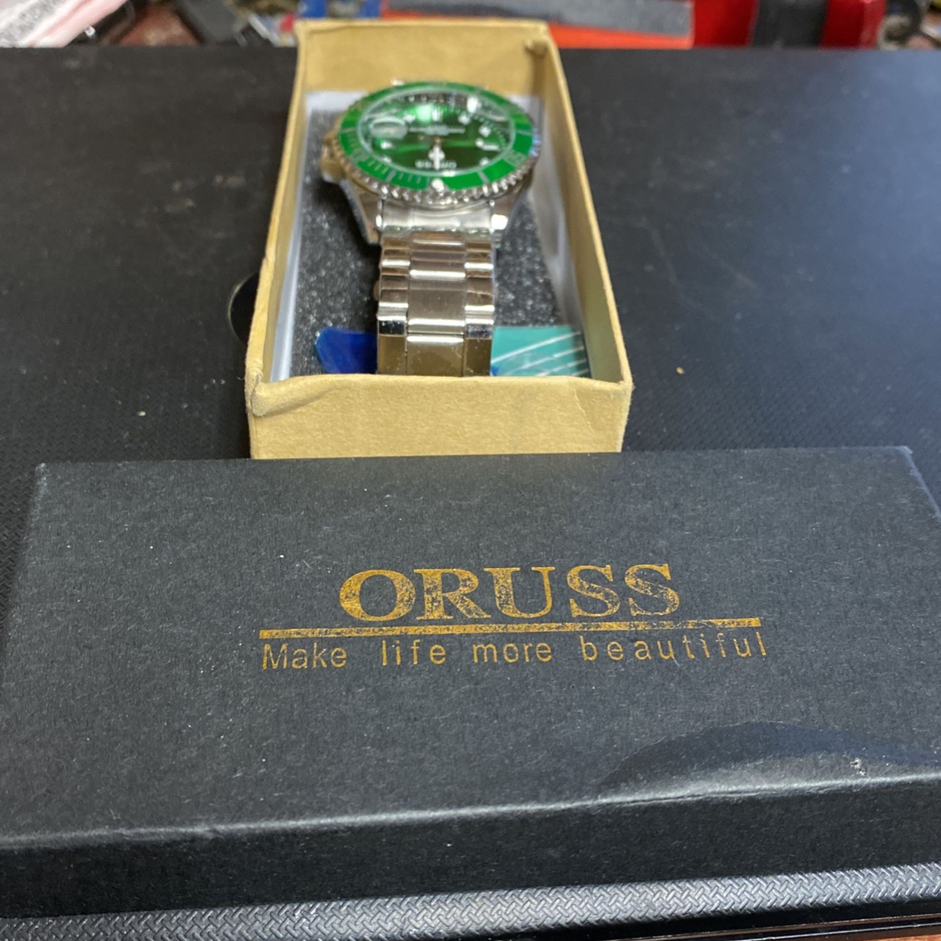 Oruss Watch Stainless Steel Brand New In Box Extra Battery Runs Great Perfect