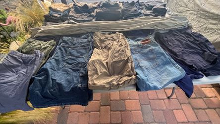 Big Men pants jeans shorts various brands some shirts priced $2 - $15 New & Used Carhart Duluth RL Levi’s Lee Adidas etc
