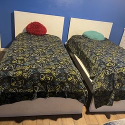 TWO TWIN MALM BED FRAMES ONLY