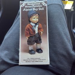 Hand painted Bisque Porcelain Alpine Boy Doll