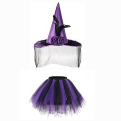 Witch Hat Tutu Skirt Kids Costume 