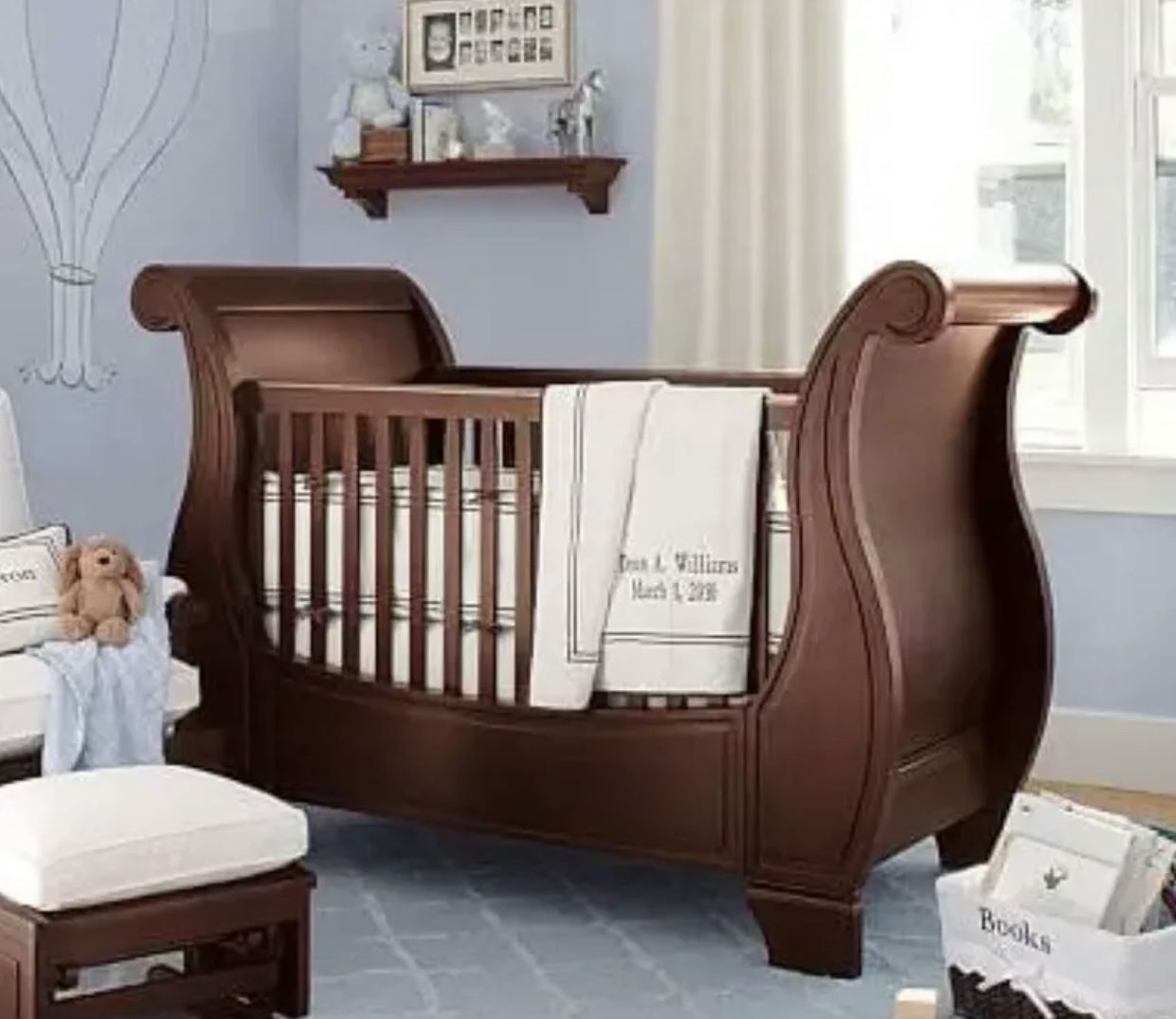 Pottery barn larkin sleigh crib sale