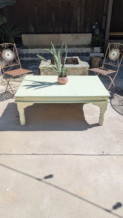 Beautifully Refinished Sage Green Coffee Table