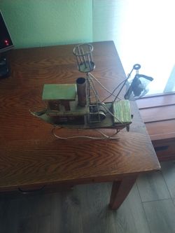 Antique Brass  Shrimp Boat Music Box