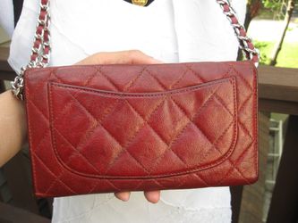 Vintage Authentic Chanel Dark Red Flap Bag Wallet for Sale in San