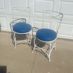 Midcentury French Iron Parlor Chairs With Original Padded Cushions Comfortable And Sturdy One Seat As You Can See Has tape $20 Pair