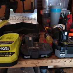 Ryobi Battery Charger And Batteries 