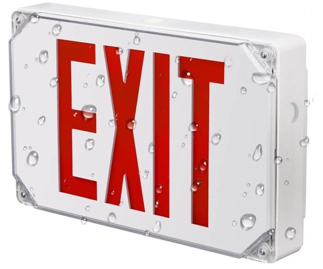 Wet Location Exit Sign with Red Letters