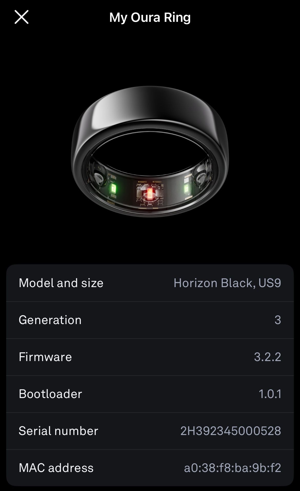 Oura Ring Gen 3 (size 9)