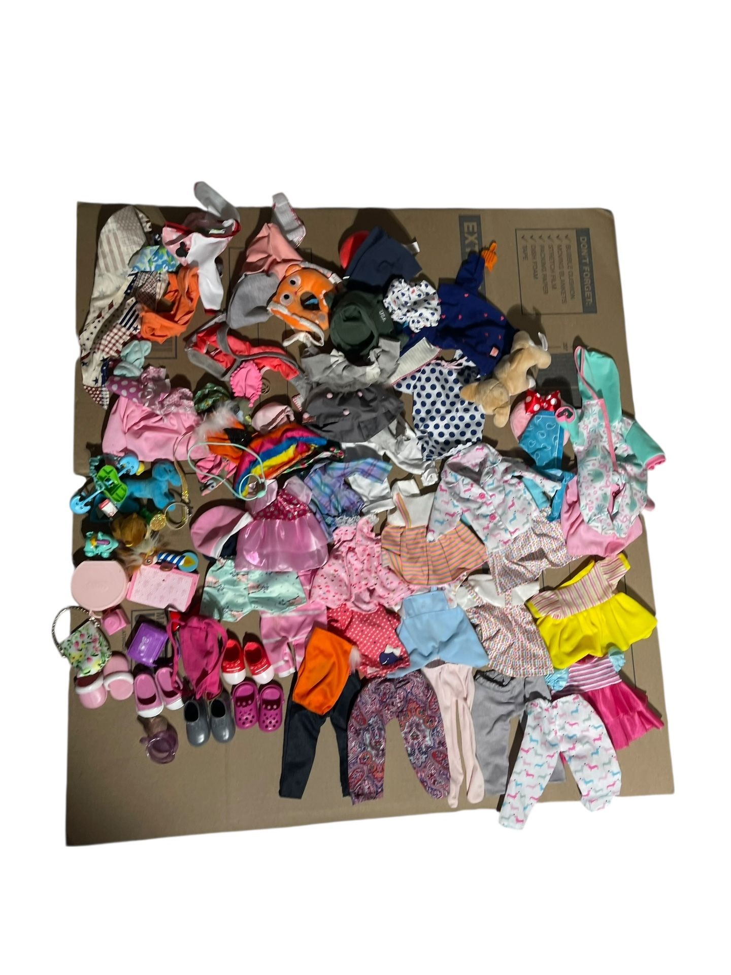 Lot of 70+ Doll Clothes, Shoes & Accessories for 18β Dolls β Mixed Outfits Bundle