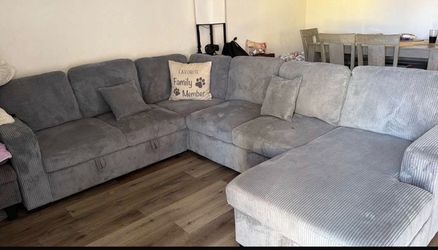 Corduroy couch pull up bed with usb , new in boxes no showroom