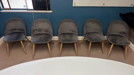 2 Grey suede chairs