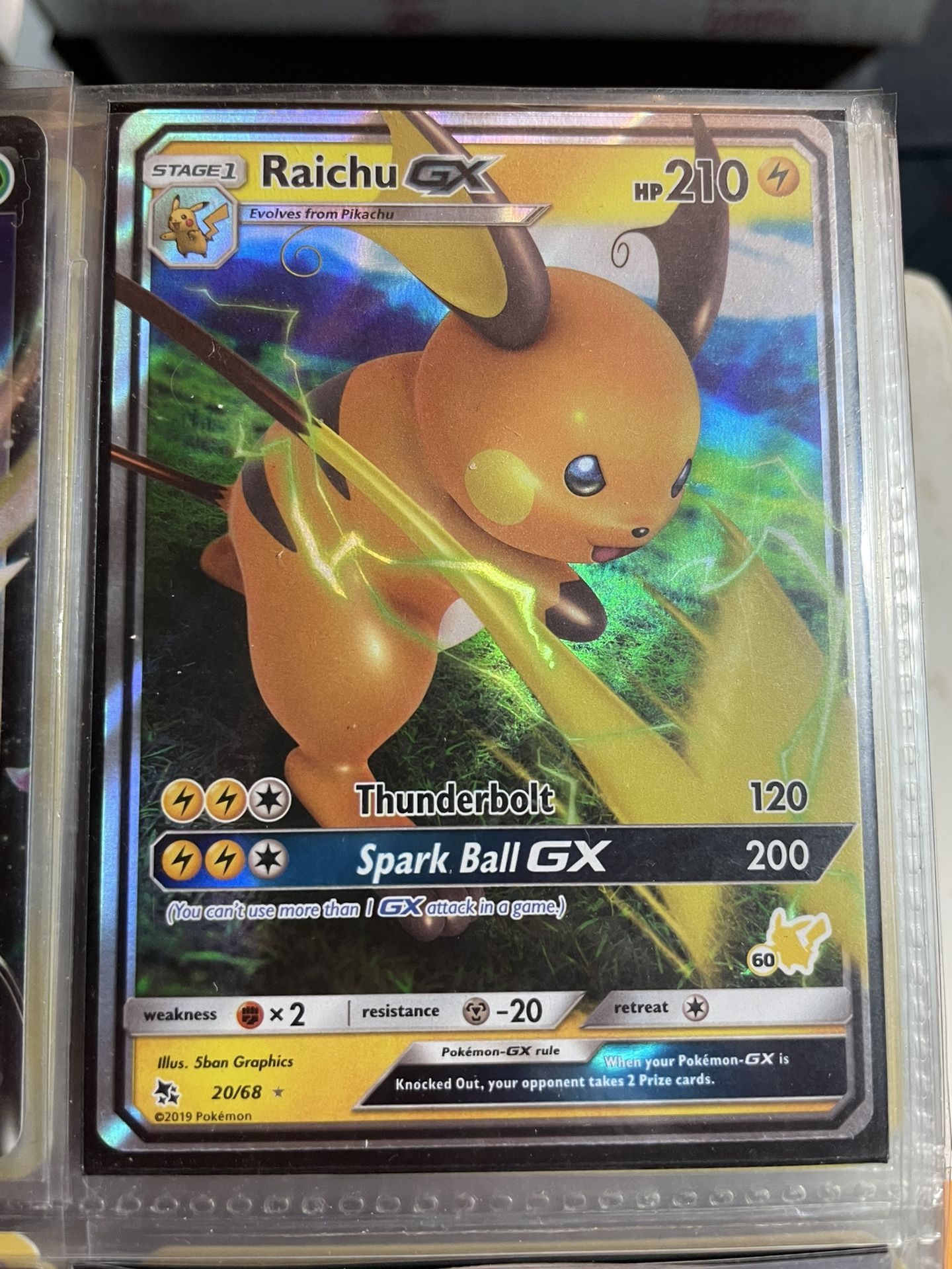 Raichu-GX - 20/68 Ultra Rare Hidden Fates NM Pokemon TCG