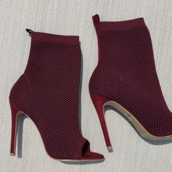 Fashion Nova Burgundy Ankle Boots 