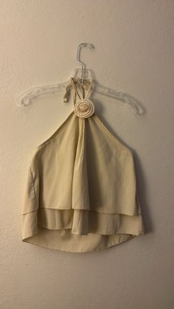 Cream Halter Top with Rosette Detail