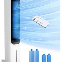 LifePlus Evaporative Air Cooler, Swamp Cooler Fan with Top & Bottom Water Refilling, Portable Air Conditioner with 50° Oscillation, 3 Speed and 3 Wind