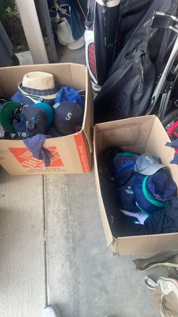 2 Boxes Of Seahawks And Mariners Hats Kraken
