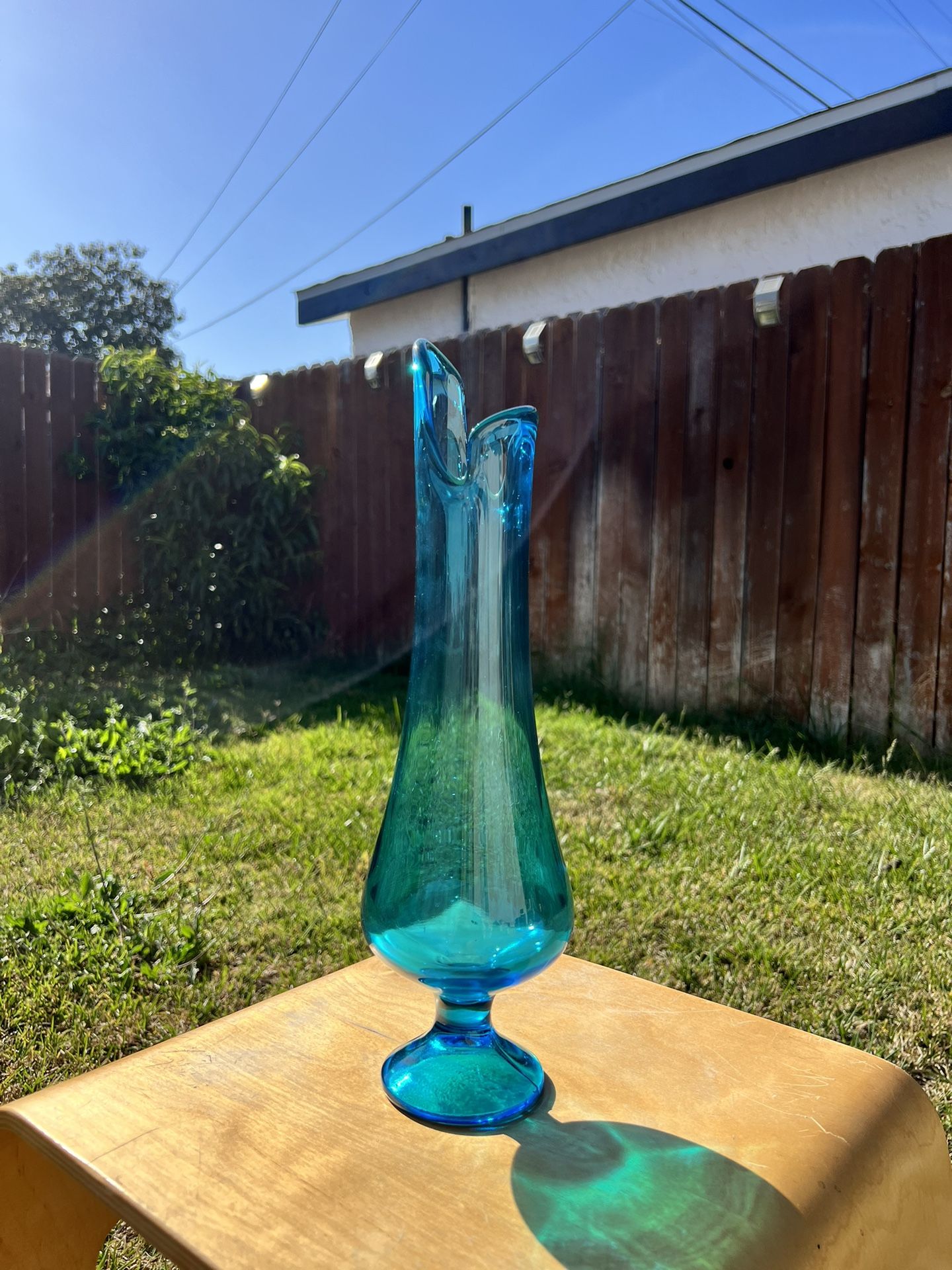 MCM 15” LE Smith Smoothie Pedestal Peacock Swung Vase