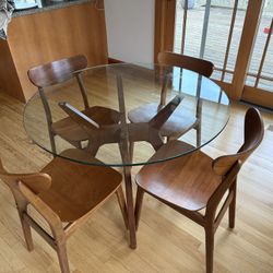 Glass Top Dining Table + 4 Chairs