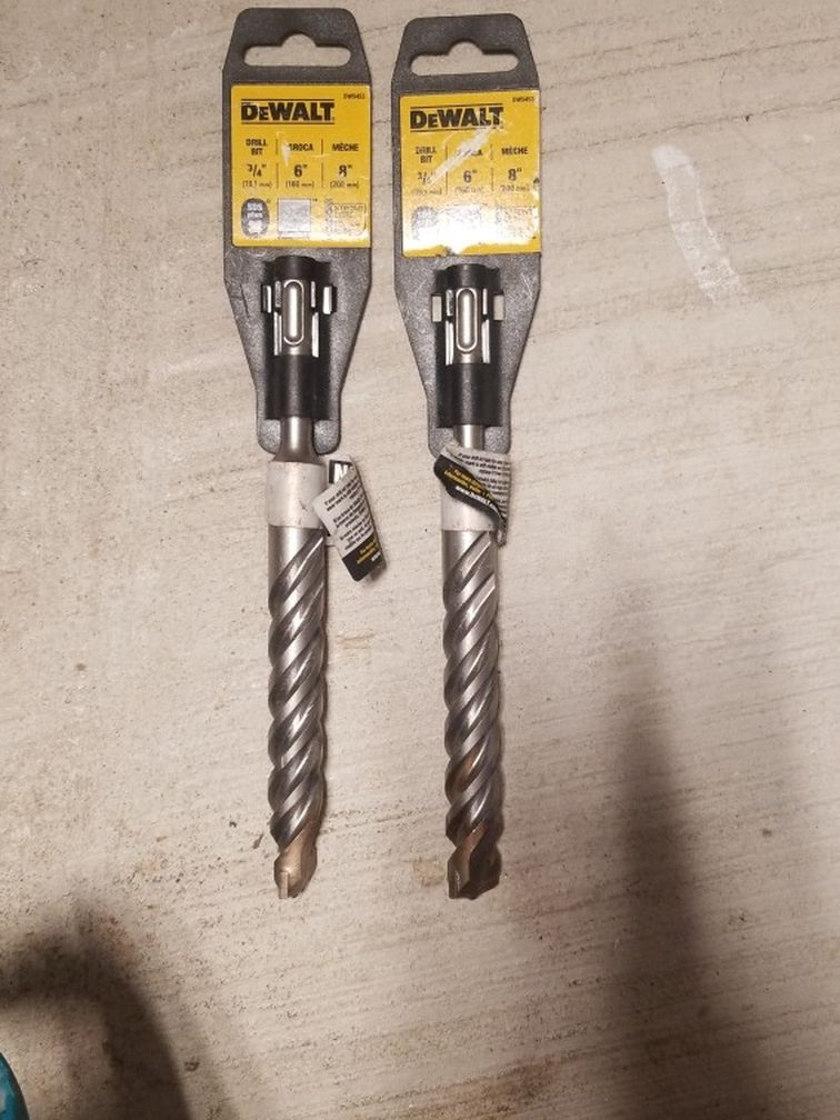 1 Set Of 2 Dewalt DW5453 3/4-inch By 6-inch By 8-inch Rock Carbide SDS Plus Hammer Bit