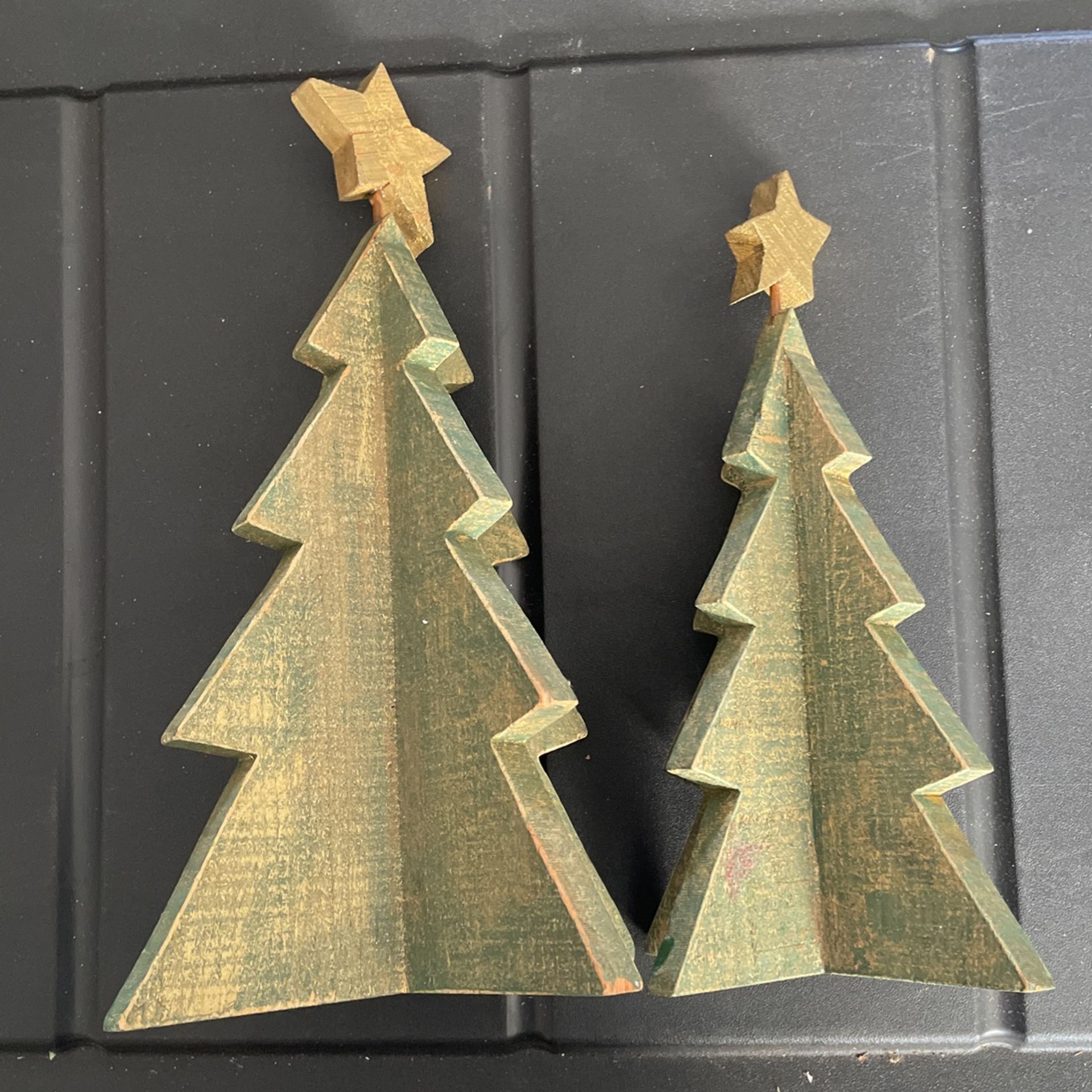 Set Of 2 Wooden Christmas Tress