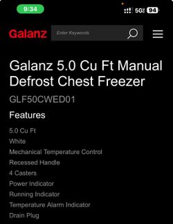 Galanz chest deep freezer