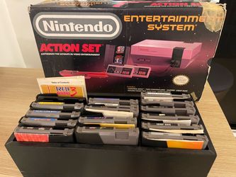 Nintendo NES with Box and Games