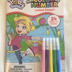 Polly Pocket color by number coloring book and markers