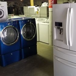 Huge Sale Warehouse Full Of Nice Lightly Used Refurbished Certified Washer Dryer Fridge Stove Oven Stackable Free Warranty Samsung GE WHIRLPOOL LG BOS