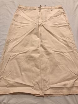 Kim Rogers ladies long denim feel skirt size 14 light yellow